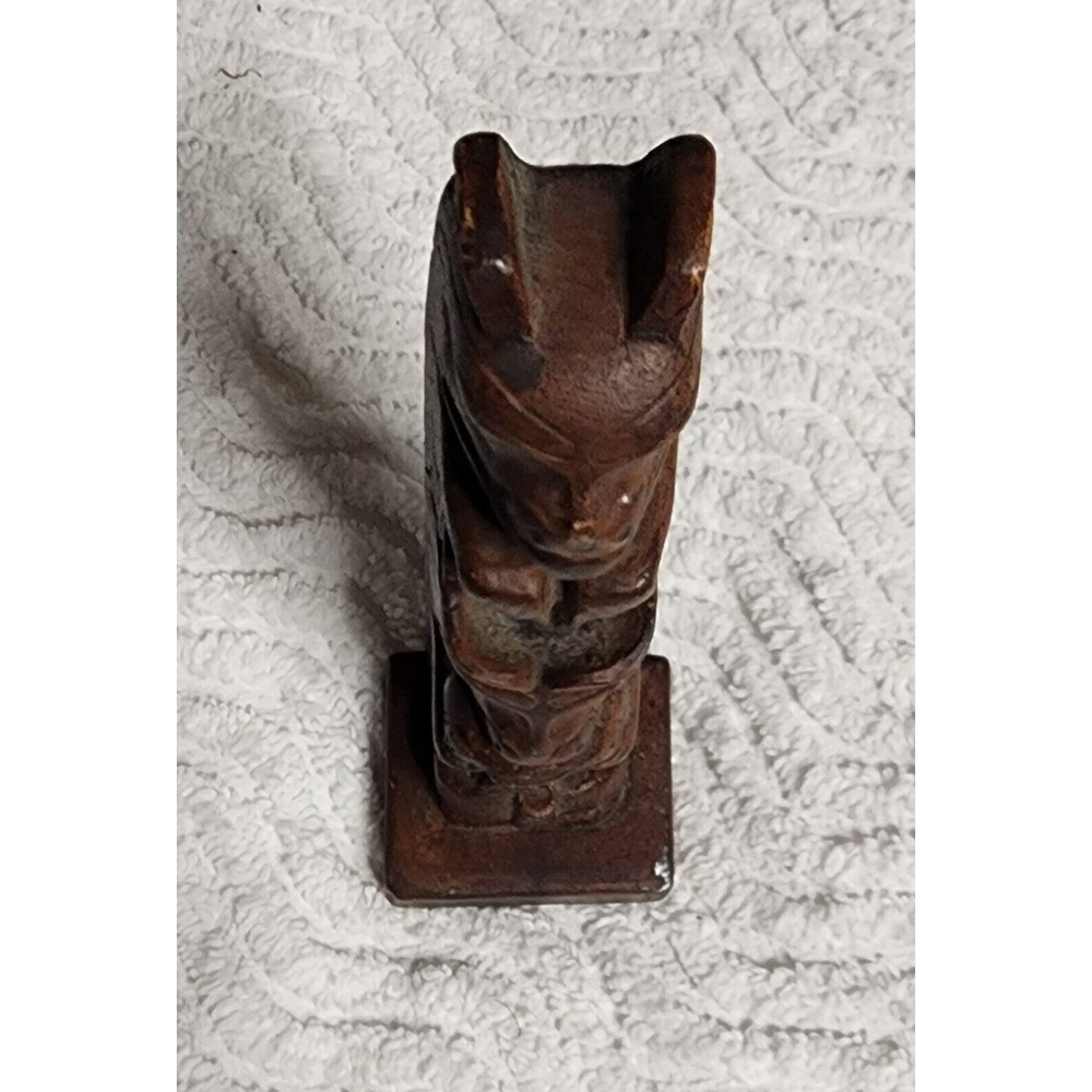 VINTAGE Hand Carved Wooden Tiki Totem Pole 7" Tall marked 7 & VguC - Picture 5 of 7